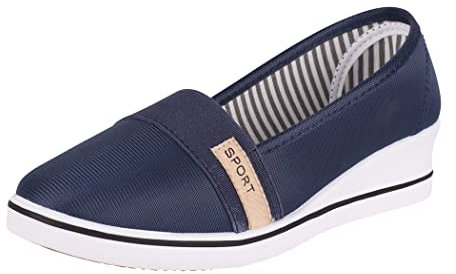 Elara Damen Ballerina Pumps mit Keilabsatz Chunkyrayan 483 Dk.Blue-39