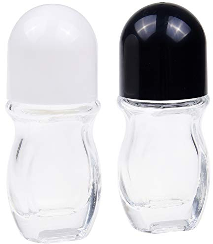 2 Pack Déodorant Verre Rollers - Flacons à bille vides, flacons roll-on pour huiles, applicateur de rouleau de crème solaire, flacons à bille pour huiles essentielles, rechargeable (30 ML)