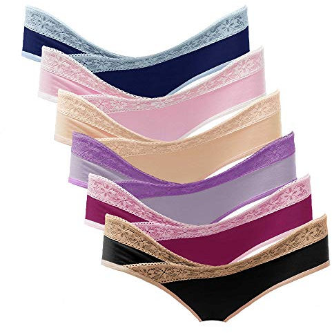 Intimate Portal Culotte de Grossesse Slip de Maternité sous-vêtement en Coton Bikini Post-Partum pour Femme Enceinte Lot de 6 Dentelle M