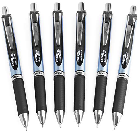 Pentel Energel BLN75 Gel-Tintenroller, einziehbar, 0,5 mm, Schwarz, 6 Stück
