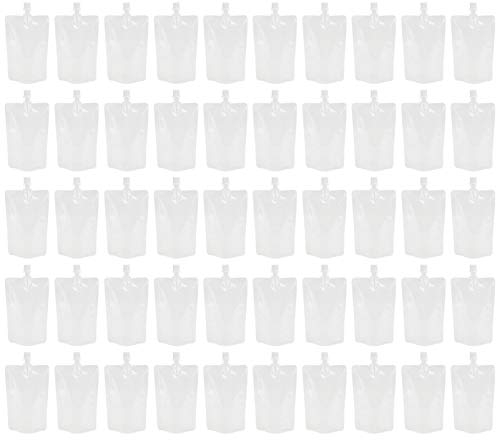 Yardwe 50pcs Transparent Beverage Flasks Standing Liquor Pouch Portable Plastic Drinks Bag (300ml)