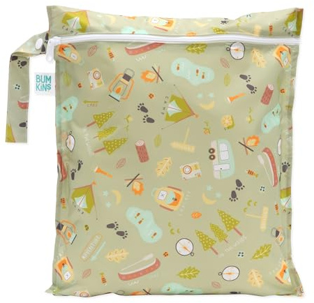 Bumkins Waterproof Wet Bags for Baby, Travel, Swimsuit, Cloth Diapers, Pump Parts, Gym Clothes, Toiletries, Strap to Stroller, Zipper Reusable Bag, Packing Pouch