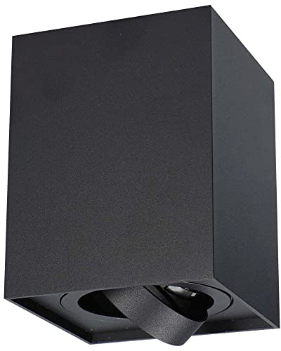 LED Aufbauspot, LED Deckenaufbauleuchte, Aluminium Deckenleuchte Weiss Quadratisch 96mm x 125mm (GORD SCHWARZ)