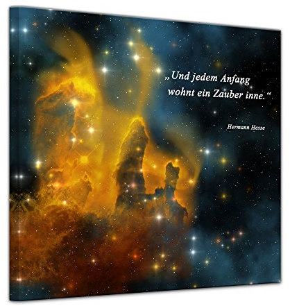 Bilderdepot24 Bild auf Leinwand | Und jedem Anfang wohnt ein Zauber inne. - (Hermann Hesse) in 40x40 cm als Wandbild | Wand-deko Dekoration Wohnung modern Bilder | 16532