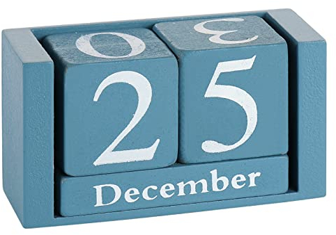 Obling Tischkalender Kalender Holz Manuelle Umrüstung Durable Chic Accessoire für Zuhause oder im Büro (Blau)