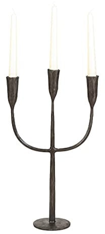 Modern Triple Candelabra Industrial Black Metal Trident Dinner Taper Candle Holder Centrepiece Recycled Metal Candle Holder