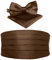 BomGuard Herren Kummerbund - Smoking 3er Set Schärpe Fliege Einstecktuch,braun