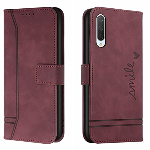 Lihondar Kompatibel mit Xiaomi Mi 9 SE Hülle, Handyhülle Xiaomi Mi 9 SE, Premium Leder Klappbar Schutzhülle Tasche Wallet mit Brieftasche [Ständer] [Standfunktion] Cover Flip Case Klapphülle (Rot)