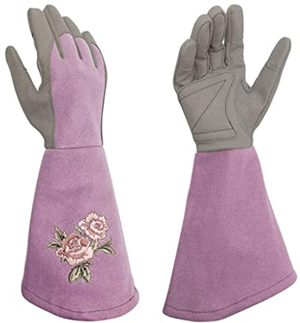 OFUNGO Gants de Travail, Jardinage à l'épreuve résistante Plantant Gantlet Jardin de Travail de Rose for élagage de Rose buissons épineux Cactus - Violet l (Color : Purple S)