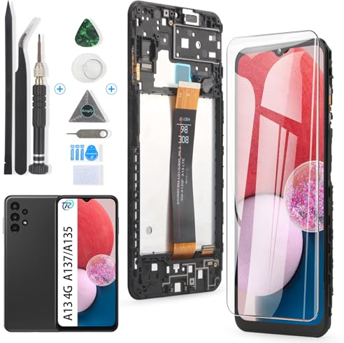 RongZy Pantalla para Samsung Galaxy A13 4G/A135F/A137 Táctil LCD de Repuesto Ensamblaje Digitalizador Reemplazo para Samsung Galaxy A13 4G con Herramientas de Reparación(con Marco)