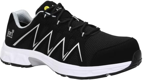 JORI Sicherheitsschuhe jo_Speedy Black-Silver Low ESD S1PS, Damen und Herren, Textil, Kunststoffkappe (Leichter als Stahlkappe), leicht, sportlich 44, Schwarz-Silber