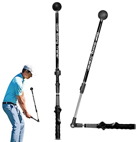 mumisuto Golf Swing Training Aid, Foldable Golf Simulator for Home Golf Training Aids, Adjustable Golf Alignment Sticks Indoor & Outdoor, Golf Swing Trainer Rotation for Beginner Professional (Black)