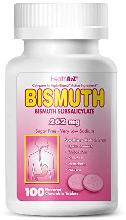 HealthA2Z® Bismuth | Bismuth Subsalicylate 262mg | Multi-Symptom Relief | (100 Count (Pack of 1))