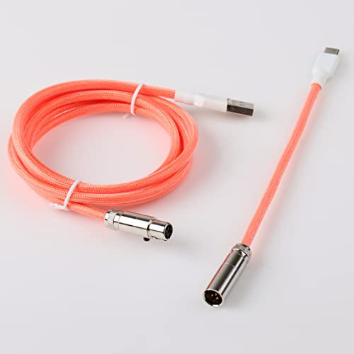 DucKey Teclados Mecánicos para Juegos Personalizados Cable USB-C con Conector De Aviador Desmontable De Doble Manga (Color : Orange)