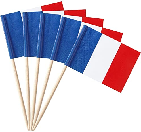 50 Stück * Flaggenpicker + Zahnstocher * für Party und Länderparty | Flag Picks Deko Dekoration Partydeko Fahne Flaggen Länder, Edition: Frankreich