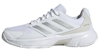 Adidas Women's CourtJam Control 3, White/Silver Metallic/Grey, 8.5