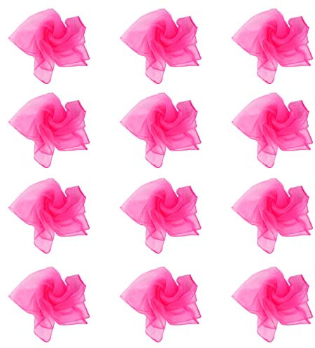 Larcele 12 Pcs Square Dance Jonglieren Schals für Kinder Mädchen Party Aktivitäten Zubehör Dekoration WDSJ-02 (Dunkel Rosa)