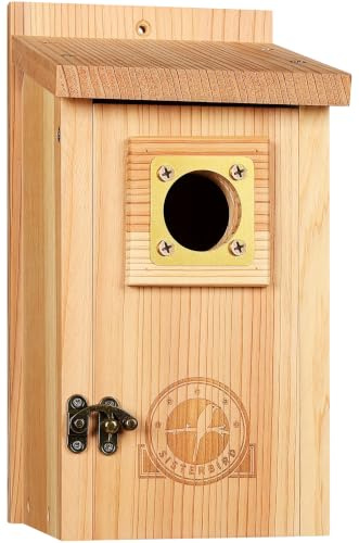 SISTERBIRD Vogelhäuser für Außenabfertigung mit Kupferschutz, Zedernvogelhaus Outdoor, Bluebird Schwalbe Zaunkönig Küken Montage erforderlich