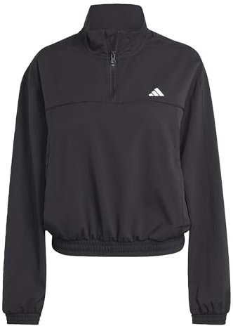 adidas Women's AEROREADY Train Essentials Woven Quarter-Zip Track Jacket, Black/White, L