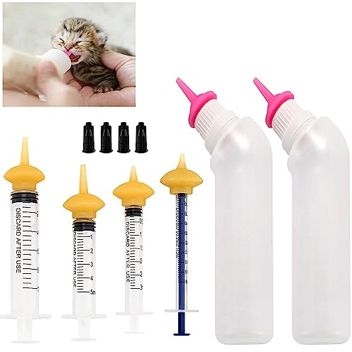 Gufastoe Pet Feeding Silicone Nipple with Bottle and Syringes for Puppy Dog Cat or Other Pets(Model 2)