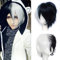 Anime Cosplay Perücke Kurze Schwarz mit Weiß Perücken Halloween Damen Herren Synthetische Gerade Fancy Dress Perücke Gewellt Glatt Perücke Karneval Kostüm Party Perücke mit Gratis Mütze für Frauen