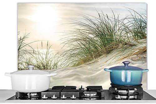 KitchenYeah© Paraschizzi Paraspruzzi per Cucina Lamiera Alluminio 80x55 cm Alzatina Top Decorazioni Cucine Dune - Isole Wadden - Acqua