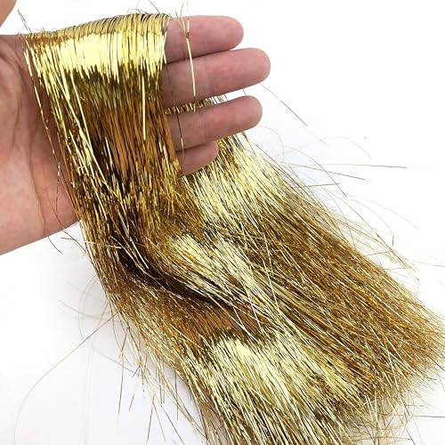 Heyiwell 2000 Stränge schillernde Lametta-Eiszapfen für Weihnachtsbaum, Weihnachten, Geburtstagsparty, Hochzeitsdekorationen, 45,7 cm, Gold