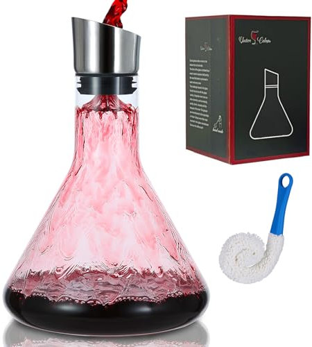 MWNI® Wine Decanter,Red Wine Decanter Set with Aerator,Wine Carafe 100% Lead-Free Crystal Glass,for Wine Air Aerator Pourer Spout,Wine Filter,Wine Accessories,Wine Gift for Women and Men(1800ml)