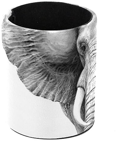 Eslifey Pen Holder Round Pencil Holder for Desk, Drawing African Elephant Pen Pot Pen Cup Makeup Brushes Holder Stand Display Desk Stationery Organiser for Home Office School