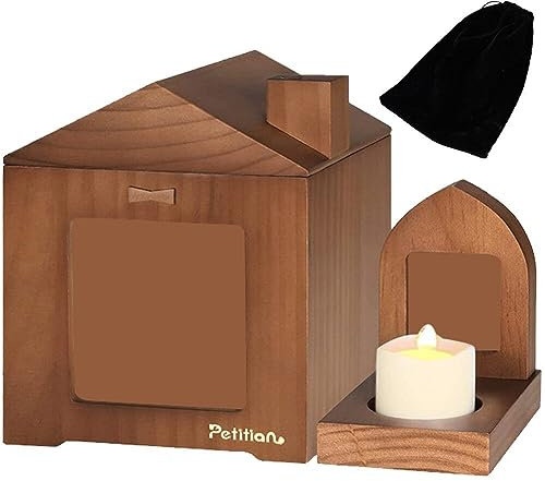 Urnes Commémoratives pour Animaux De Compagnie pour Les Cendres De Chien Ou De Chat, Urne De Crémation Funéraire en Bois avec Cadre Photo, Boîte À Mémoire De Souvenir Commémorative, Perte
