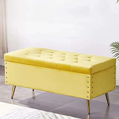 ASHILD Sitzbank Mit Stauraum, Grün Velour Stoff, Für Sitztruhe Wohnzimmer, Schlafzimmer, 300 KG Tragen, 80x45x45 cm, Stoff/Textil, Bequem Und Extra Stabil Aufbewahrungsbank
