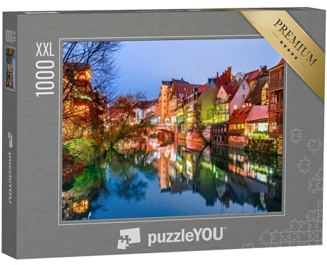 Puzzle 1000 Teile XXL „Historische Altstadt von Nürnberg der Pegnitz, Deutschland“ – aus der Puzzle-Kollektion Bayern