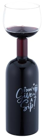 Relaxdays Weinflasche Glas, XL Weinglas mit Spruch, Fun Geschenk für Weinliebhaber, Weinflaschenglas 750 ml, transparent