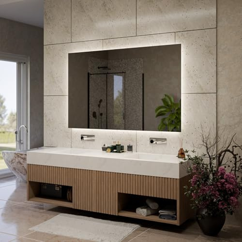 Alasta Dubai LED-Badspiegel 170 x 70 cm, individuell konfigurierbar, mit optionalem Kosmetikspiegel, Spiegelheizung und wählbarer Lichtfarbe