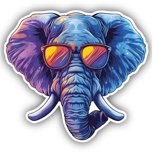 Samunshi® Cooler Elefant mit Sonnenbrille Aufkleber Autoaufkleber für Motorrad Fahrrad Roller oder Auto Sticker Fahrrad Mtb Mountainbike Rennrad Comic Cartoon Retro Drip Sticker 10x9cm