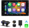 VSYSTO Touchscreens Motorrad, Carplay et Android Auto für Motorräder, 5 Zoll Wasserdichter Tragbares Bildschirm mit Dashcam Vorne Hinten 1080P, Navigation, Sprachassistent, GPS, TPMS, Bluetooth