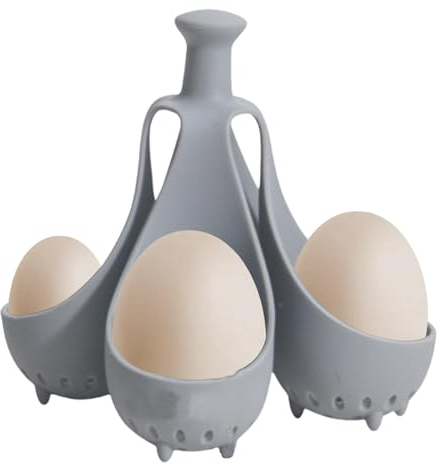 Cuiseur à œufs en silicone | 4/6 grilles | Coquetiers en silicone pour œufs pochés | Support pour œufs à la coque | Plateau vapeur en silicone | Chaudières à œufs en silicone résistant à la chaleur