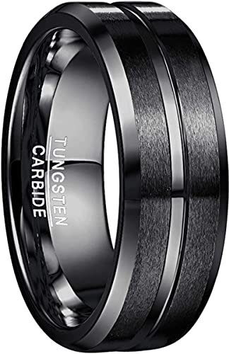 083BASE Ringe Herren Wolframcarbid Schwarz Außenbreite 8mm brei Comfort Fit Design Wolfram Ringe