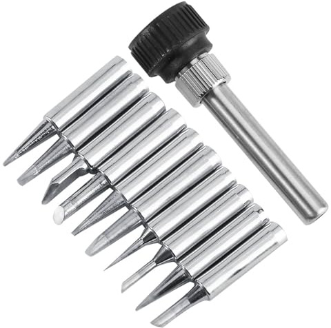 10pcs Lead Oxygen Copper Solder Iron Tip Set, 10 Types for Soldering Stations, Easy to Tin and Diamagnetic, Suitable for Lower Temperature Soldering, (10pcs soldering iron tip