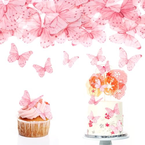 40 Stück Rosa Schmetterlings Kuchen Deko Essbar Tortendeko Schmetterlingen Kuchen Dekoration Geburtstagstorte Tortendeko Hochzeit Dekorationgeburtstag