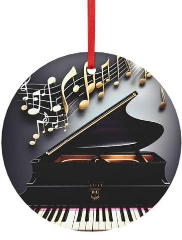 Music Note Pianos Print Creative Christmas Tree Ornaments Pendant for Home Decoration Assorted Sizes (S,L)