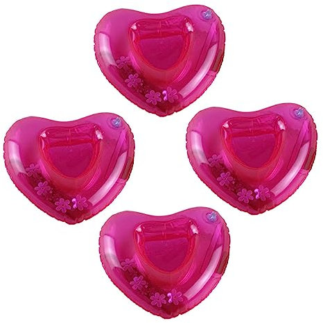 CORHAD 4 Piezas Posavasos Inflables Taza Inflable Flotador De Corazón Portavasos Inflable Titular Bebida Portavasos Flotante Portavasos De Piscina De Playa Buzón De Hojalata Rosy
