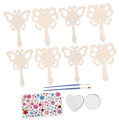 SHOWERORO 1satz Unfinished Wooden Hand Mirrors Für Mädchen Malset Mit Kleinen Holzspiegeln Für Prinzessinnen-partys Und Kreative Bastelaktivitäten