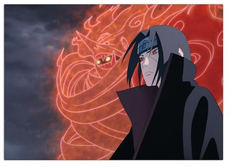 Displate Offiziell Naruto MetallPoster Magnetische Befestigung Lizenziert Bilder Hochwertiges Poster Naruto Shippuden - Itachi Poster 45 cm x 32 cm