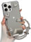 Jmltech for iPhone 16 Pro Max Case Mirror Cute Heart with Silver Hearts Phone Charms Lanyard Shockproof Women Men Protective Phone Cases for iPhone 16 Pro Max Silver