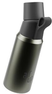 A/U® Re-Steel Flasche aus Edelstahl Original Starter Set inkl. Pods in 3 Geschmacksrichtungen, zuckerfrei I 480ml Isolierflasche mit Geschmack, hält Wasser 14 Stunden kalt I Dusky Obsidian