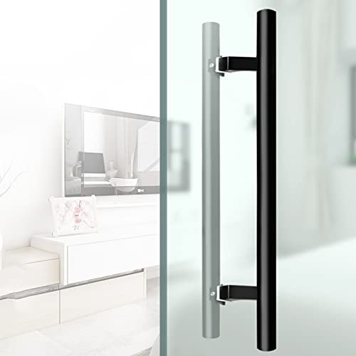 MWAYOYTE Maniglia per Porta, Maniglia per Porta Interna ed Esterna, Nera, Barra di trazione Scorrevole per Porta in Vetro in Legno (120 cm (47)