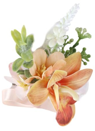 Mumuve Funktionales Blumen-Zubehör-Set für Hochzeitsfeiern, künstliche Seidenblumen, Ansteckblume und Armbänder, Ornament