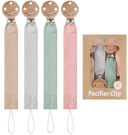 TYRY.HU Chupetero para Bebé Tela Cadenas Chupetes Suavinex Cinta Suave Unisex Recién Nacido Universal Chupete Holder para Niño y Niñas Regalo Paquete de 4
