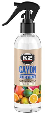 K2 CAYON Spray Lufterfrischer – Geruchsentferner – Spray Lufterfrischer für Auto, Büro und Zuhause – mehr als 700 Anwendungen 250 ml (frische Zitrus)